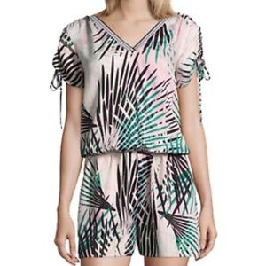 Project Runway Tropical Leaf Print Romper XL